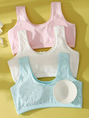 Pack Of 3 Teen Girls Casual Breathable Soft Comfortable Sports Bra