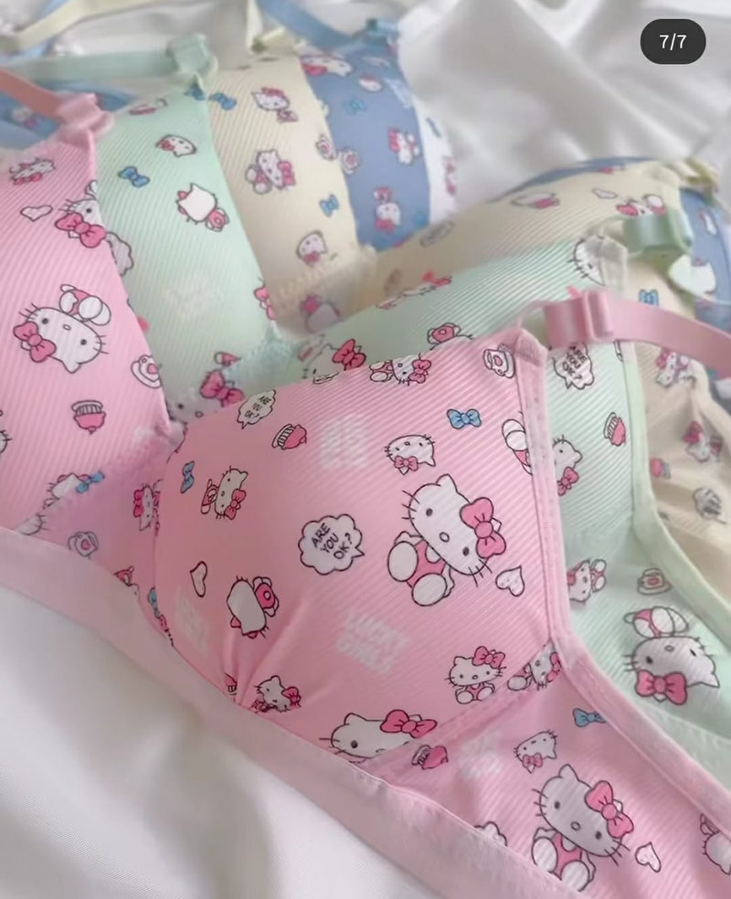 Pack of 3 | Cute Hello Kitty Style Bra – Adorable & Comfy