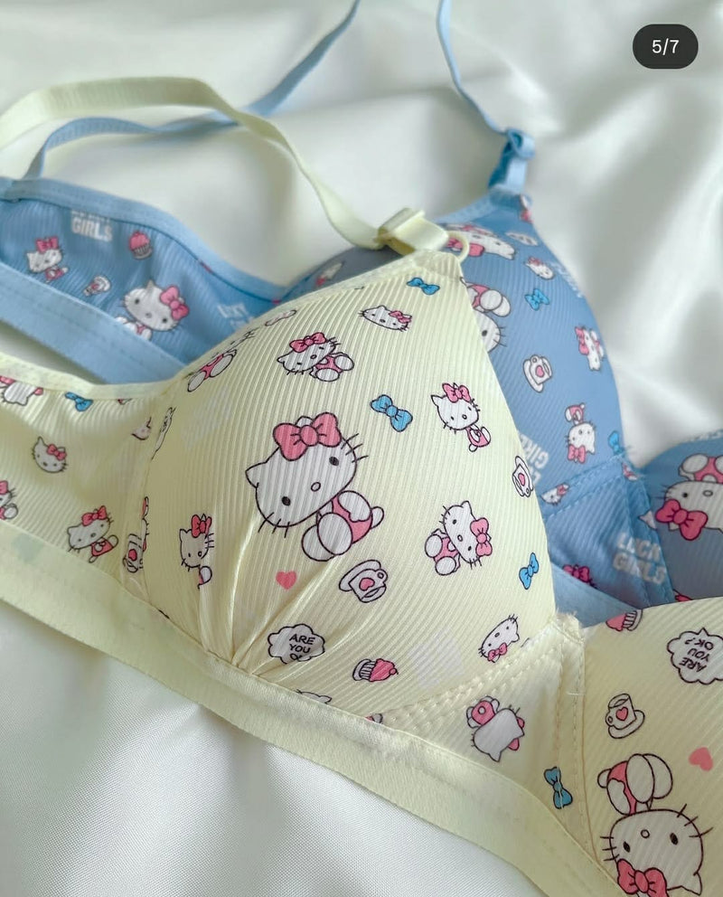 Pack of 3 | Cute Hello Kitty Style Bra – Adorable & Comfy