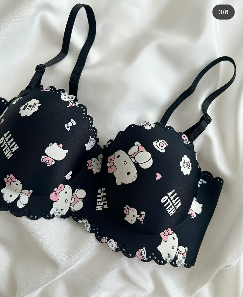 🎀 Pack of 2 | Pink Hello Kitty Style Bra And Panty – Cute & Comfy Everyday Wear 🎀