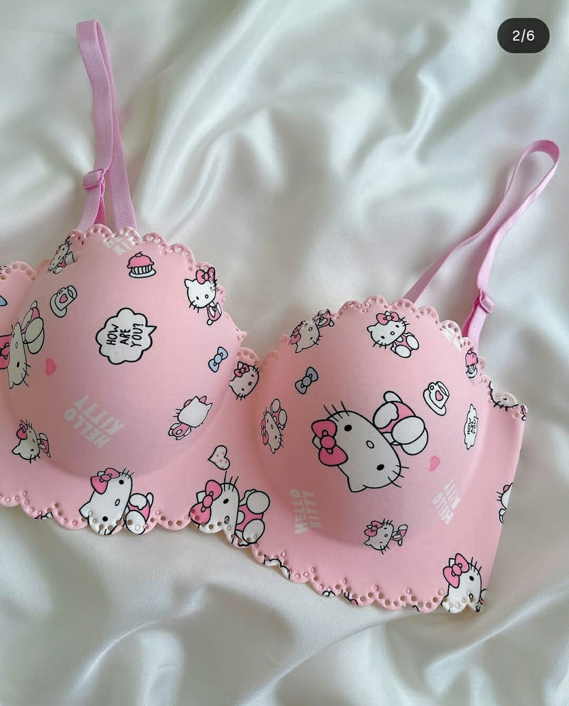🎀 Pack of 2 | Pink Hello Kitty Style Bra And Panty – Cute & Comfy Everyday Wear 🎀