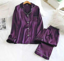 Elegant Silk Ladies Night Suit - Shirt and Trouser Sleepwear Set for Women